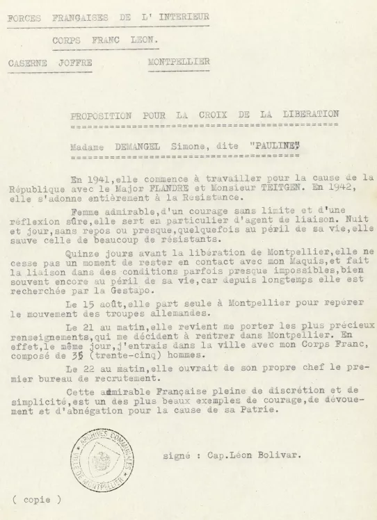 Attestation FFI Simone Demangel